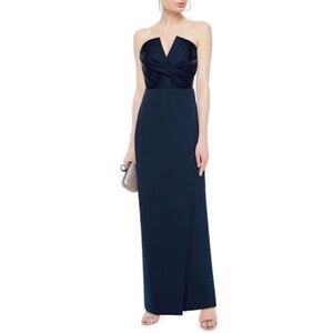 JAY GODFREY Midnight Blue Darcy Bustier Column Gown Size 8 - Reemoly
